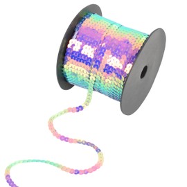 EZ Trims Flat Sequin Strip, 6mm String Metallic Sequin Strand, Multicolor, 100 Yards