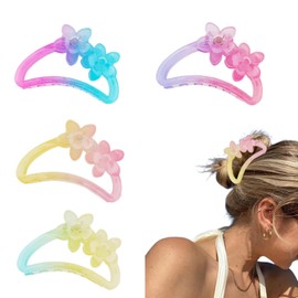 Flower Hair Clips Colorful Flower Claw Clips 4 Pcs Strong Hold Non Slip Floral Hair Clips for Women Flower Clips for Thin Thick Short Long Hair Cute Hair Clips for Girls Flower Hair Accessories