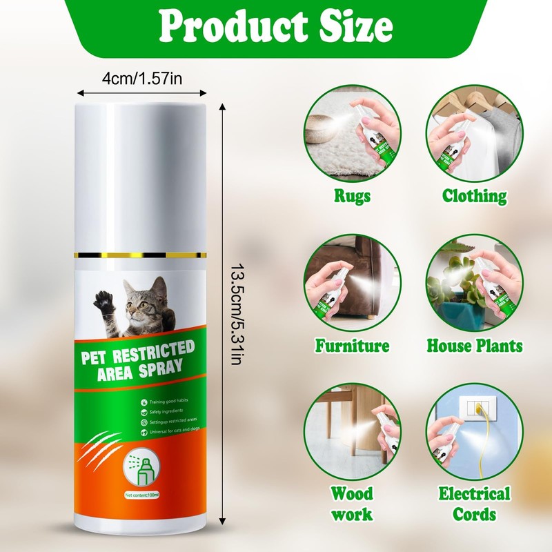 Premium Cat Deterrent Spray: 120ML Cat Repellent Indoor for Cat