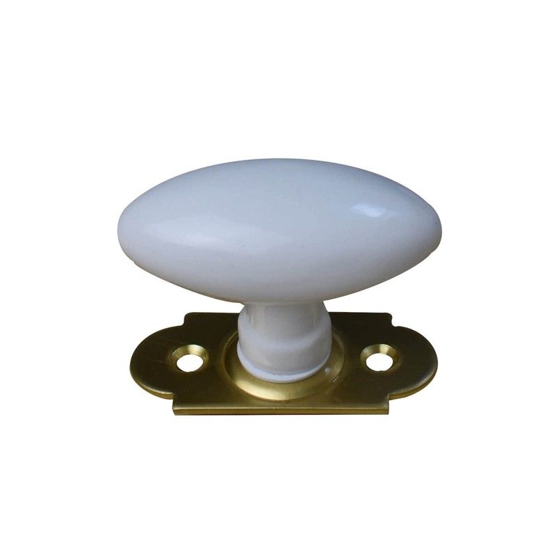 Window Handle Oval White and Brass QUINCADECO