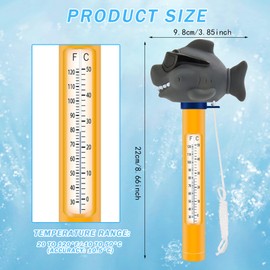 Pool Thermometer Floating, Easy to Read Water Temperature Thermometer, Swimming Pool Thermometer, Pool Thermometer with String, Shatterproof, Suitable for Swimming Pool, Tubs (Shark Grey)
