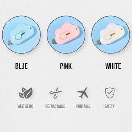 3 Pack Cloud Box Cutter Retractable, Mini Safety Box Cutter Package Opener Cute Pocket Knife Aesthetic School Supplies Office Supplies for Women