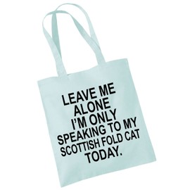 Scottish Fold Cat Gifts for Cat Lovers Owners - Shopper Tote Bags for Women - Funny Reusable Shopping Bag for Groceries, Gift bags, Book Bag, Travel Bag - 100% Cotton - Leave Me Alone