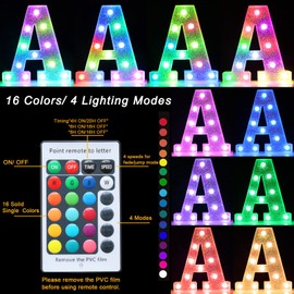 Pooqla Colorful Light Up Letters, Silver LED Marquee Letter Lights Battery Operated,16 Colors Glitter Alphabet Letter Sign Night Lights for Girls Birthday Party Wedding Bedroom Decoration, Letter N