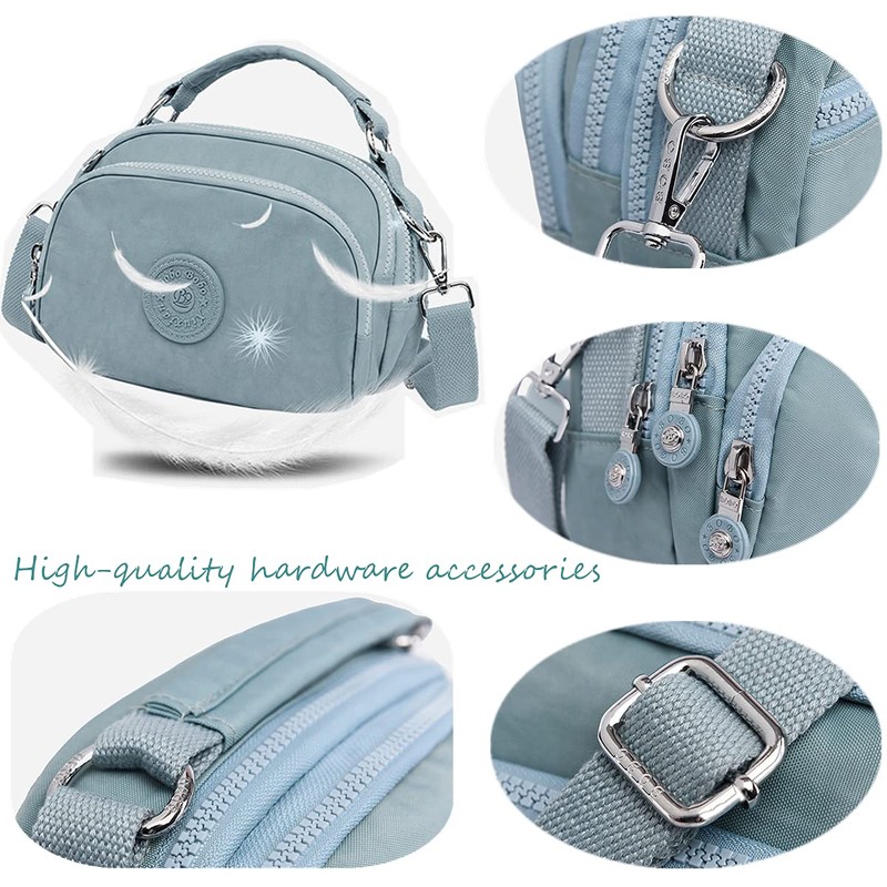 OPXTO-BoBo Lightweight Small Solid Color Crossbody shoulder bag, Nylon Multi-Pocket
