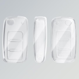 OFFCURVE Transparent Car Key Cover, Key Cover Key Case for VW Volkswagen Polo Golf 4/5/6 Multivan T5 Caddy Jetta Bora Superb Passat Skoda Fabia Seat Ibiza