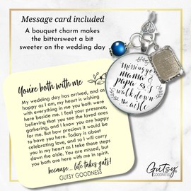 Bouquet Charm Customize Missing Mama and Papa Parents Memorial Honoring Mom Or Dad Meaningful Bridal Floral Jewelry Silver Pendant Bead DIY Photo Frame Template