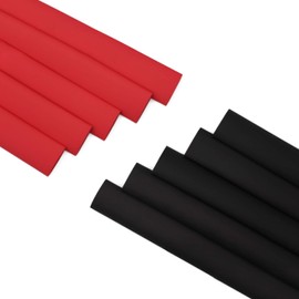 12 Ft 3/4" Black&Red Dual Wall Heat Shrink Tubing 3:1, Each 1 Ft long, 20 PCS No Wrinkle Electrical Shrink Tube for Wires,Marine Grade with Adhesive Lined Waterproof