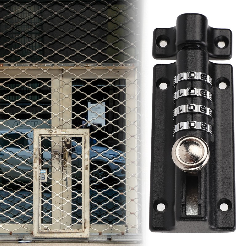 Combination Latch Lock 4 Digit Black Anti Theft Waterproof for