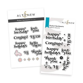 Altenew Pocket Sentiments Clear Stamp Set (3" x 4"), Sentiment Die Set for Birthday Cards, Congrats Cards, and Thank You Cards, 14 Individual Stamps and Dies, Trendy Sentiment Fonts Complete Bundle