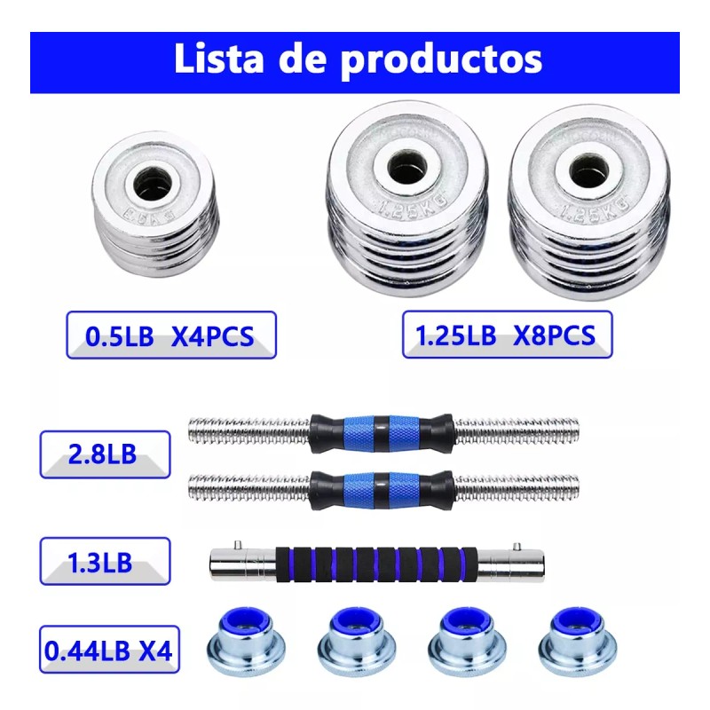 YL01 Kit De Mancuernas Barra Con Pesas Ajustables Para Gimnasio