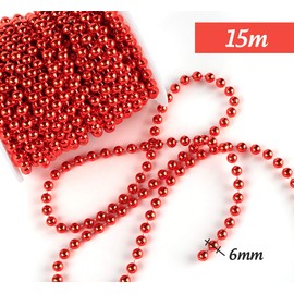 Anstore Pearl Ribbon Pearl Necklace Pearl Garland Bead String Christmas Advent Wedding Decoration Table Decoration, Gold, 15 Metres