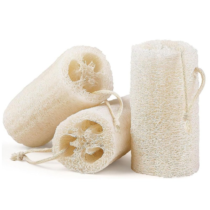 3 Piezas Esponja Natural de Lufa, Exfoliante Corporal Lumbor37, Cepillo