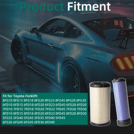 Riyhch Air Filter Kit Compatible With Toyota Forklift 8FG10 8FG23 8FG45 6FD10 6FD15 6FD18 7FD10 7FD15 7FD18 8FD10 8FD15 5FG35 5FG40 6FG36#17743-U2230-71, 17744-23600-71, P610903, RS4962, AF25337