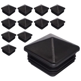 SKIR'CO Square Tube Plugs 60 x 60 mm, Pipe End Caps, Fence Post Plugs, Square Tube Inserts, Black RAL 9005, Pack of 12