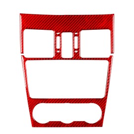 Real Carbon Fiber Auto Interior Accessories Sticker Compatible with Subaru Impreza 2012-2014/Subaru XV Crosstrek 2013 2014 Car Center air Vent A/C Control Climate Adjustment Decoration Frame Red