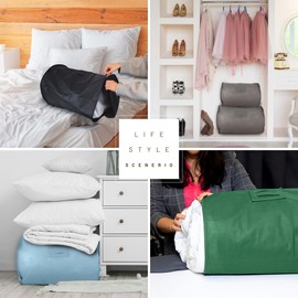 Hoesh UK Grey Single Duvet Storage Bag - Breathable Cotton Under Bed Blanket, Comforter & Quilt Holder Organizer - Zippered Underbed Duvet Holder for Bedding