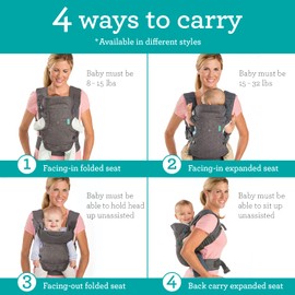 Infantino Flip 4-in-1 Convertible Baby Carrier, Adjustable, Ergonomic Babywearing, Registry Essential, Baby Carrier for Newborn to Toddler, Camo