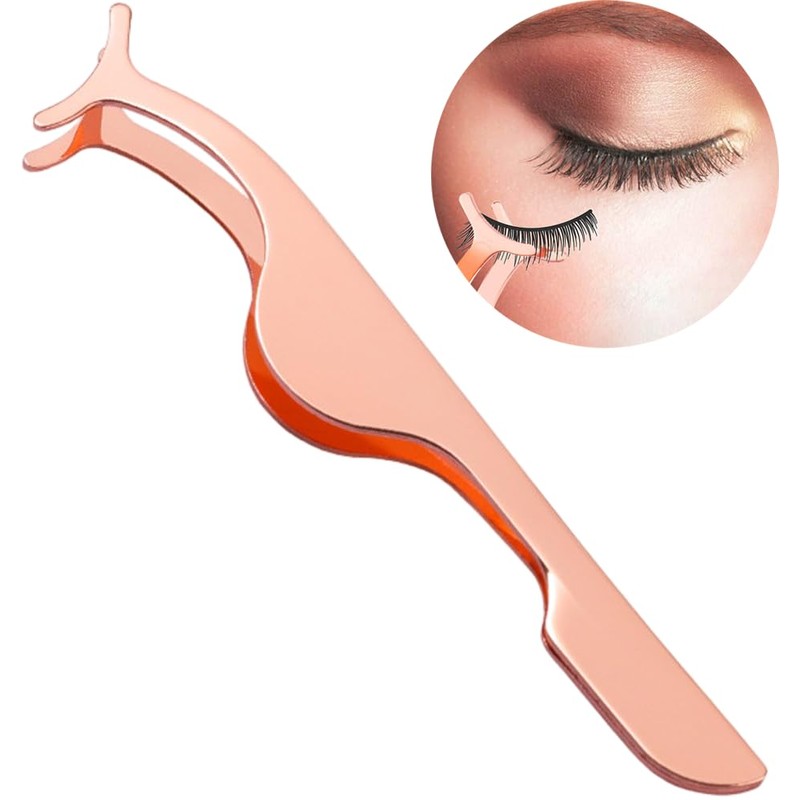 DAZISEN False Eyelashes Applicator Tool/Remover Tweezer - Professional Stainless Steel