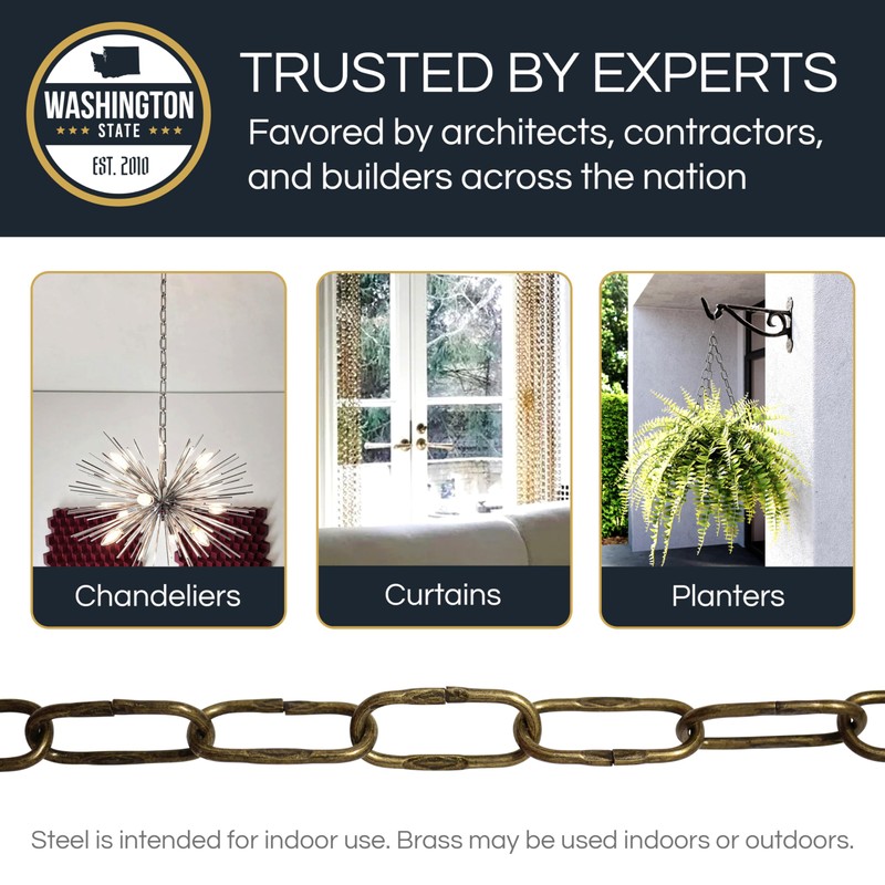 RCH Hardware CH-S58-20-AC-10 |12 Gauge Decorative Solid Steel Spanish Link