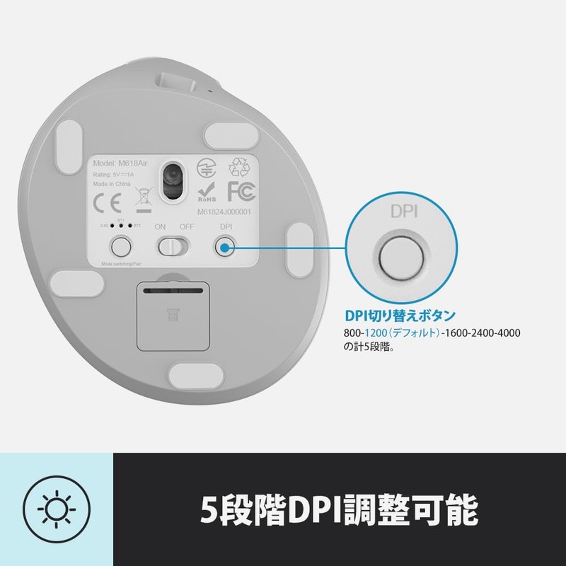 DELUX Ergonomic Mouse Wireless Small Vertical Mouse (M618AIR-White)