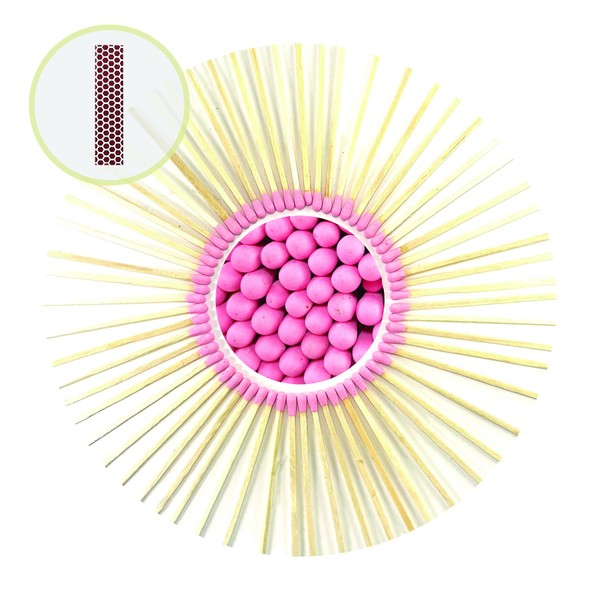 3" Pink Color Matches 100 Count - Plus Free Striker!!! - (3 inches Long) - Wholesale Bulk Safety Matches (100) (Pink)