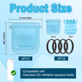 PEUTIER 2pcs Replacement Bottle Clips for Gatorade GX, with 4 Silicone Lid Seal Gaskets BPA Free Bottle Mouth Fastener Clasp Water Bottle Mouthpiece Accessories (Light Blue)