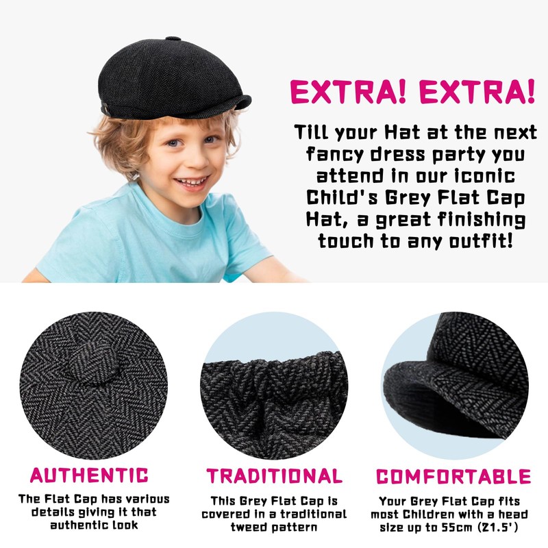 GYTFOG Kids Flat Cap Accessory, Victorian Costume Boys, Flat Cap