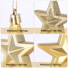 BESPORTBLE Star Christmas Tree Ornaments, 18Pcs Golden Star Hanging Ornaments- Glitter Stars Hanging Ornaments Shatterproof Craft for Holiday Party