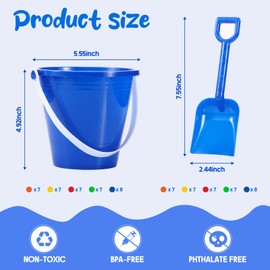 Woanger Set of 36 Beach Pails Sand Buckets and Sand Shovels Set, 5 Inch Sand Bucket Play Set Colorful Plastic Beach Buckets Sand Castle Kit for Boys and Girls Birthday Party Favor
