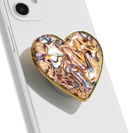 OnTheGrip Cute Natural Seashell Design Heart Shape Collapsible Mobile Phone Grip Stand Holder for Smartphone Tablet Cell Phone Accessory (Leopard)