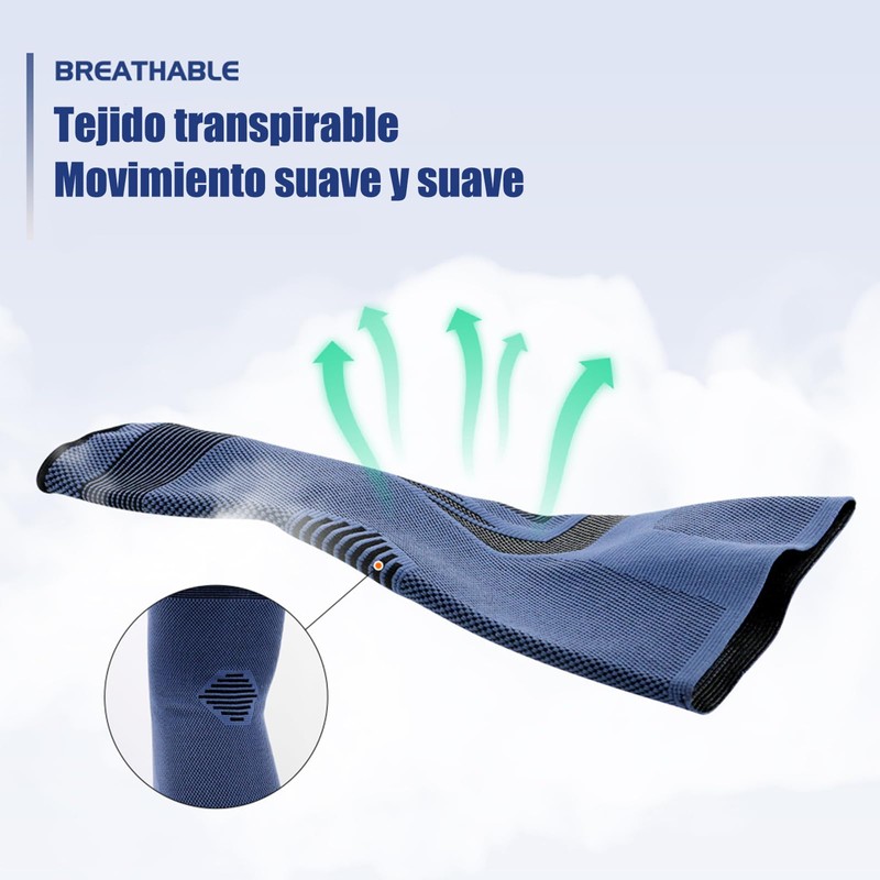 Rodilleras Deportivas Elásticas Ajustables, Protección Antideslizante para Rodillas, Azul (Medium)