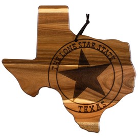 Totally Bamboo Rock & Branch Origins Series Texas State Shaped Cutting Board and Charcuterie Serving Tray, Includes Hang Tie for Wall Display