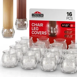 X-Protector Silicone Chair Leg Floor Protectors with Non-Slip Bottom - 16 PCS - Anti-Slip Chair Leg Covers - Non-Skid Furniture Leg Caps - Furniture Pads for 1.4-1.8" Round & 1.1-1.4" Square Legs!
