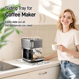 Kitchen Appliance Slider Tray with Silent Wheels, Heavy-Duty Countertop Organizer for Coffee Maker, Mixer, Espresso Machine, Clear Acrylic Kitchen Accessories for Mother Gift 9.84" X 14"