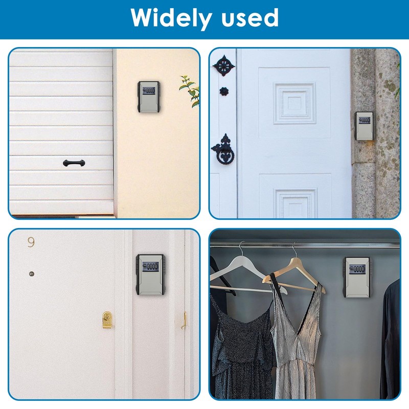 Key Safe Wall Mounted, Key Lock Box Outdoor, 4 Digit