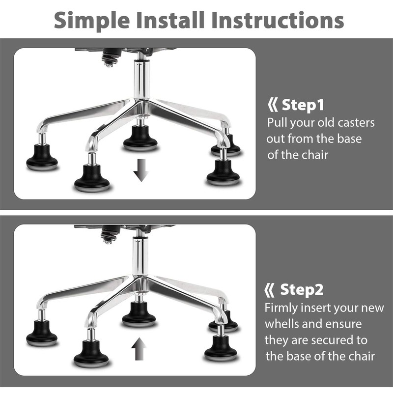 Bell Glides Replacement Office Chair Feet Swivel Caster Wheels to
