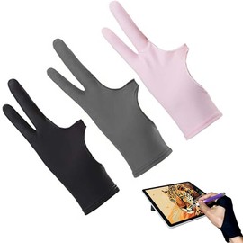 LAKJUOZ Drawing Gloves, Drawing Artist Glove, Antifouling Glove for Graphic Tablet, Artist Glove, Elastic Anti-Fouling Glove, Two Finger Glove, for Graphics Tablet Pack of 3