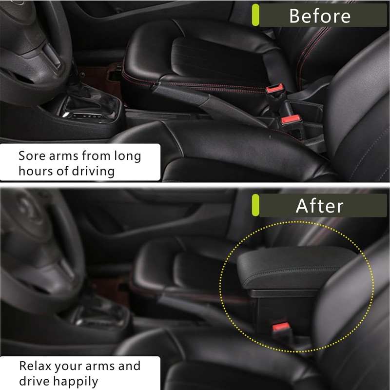 Tocsho Car Armrest Box for Honda Fit Jazz Hatchback 2009-2013