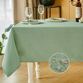 Mebakuk Rectangle Table Cloth Linen Farmhouse Tablecloth Waterproof Anti-Shrink Soft and Wrinkle Resistant Decorative Fabric Table Cover for Kitchen (Sage Green, 52" x 70" (4-6 Seats))