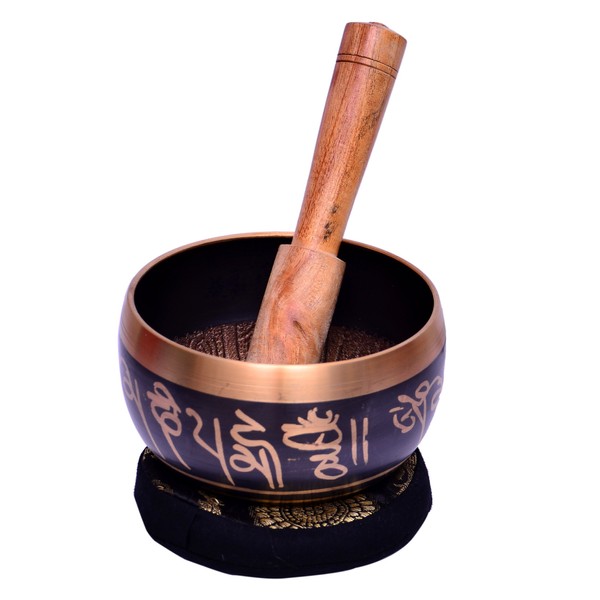 Purpledip Bell 金属製 チベット仏教 歌うボウル: 瞑想用のハンドメイド楽器 4.5インチ (10639)