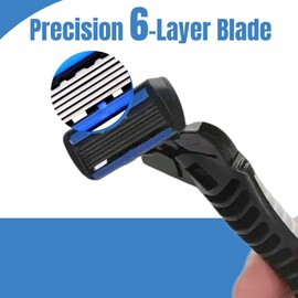 6-Blade Razor for Men, Men's Razor Set Includes Razor Handle & Blade Refills, Precision Manual Beard Trimmer Safety Razor Men Shaving Essentials Kit Travel Face Cleansing Shaver (1 Razor + 18 Blades)