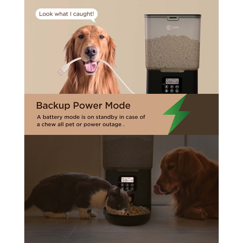 Ciays Automatic Cat Feeder, 5.6L, 4 Meals Per Day, Pet