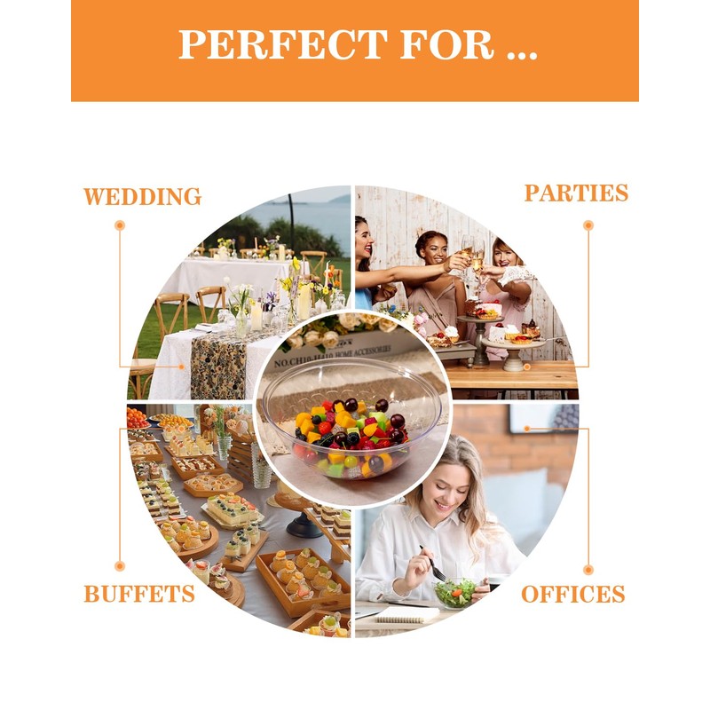 BESTVIP 4 Pack 150 Ounce Clear Plastic Serving Bowls, Disposable