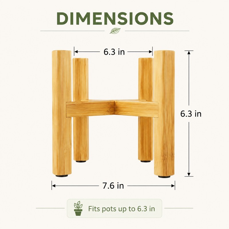 Natural Bamboo Plant Stand – 4-Legged Indoor & Outdoor Flower