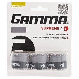 GAMMA Sports Supreme Overgrip for Tennis, Pickleball, Squash, Badminton, and Racquetball Racquets, 3-Pack, Grey