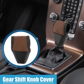 A ABSOPRO Car Shift Knob Cover Universal Vehicle Carbon Fiber Pattern Brown