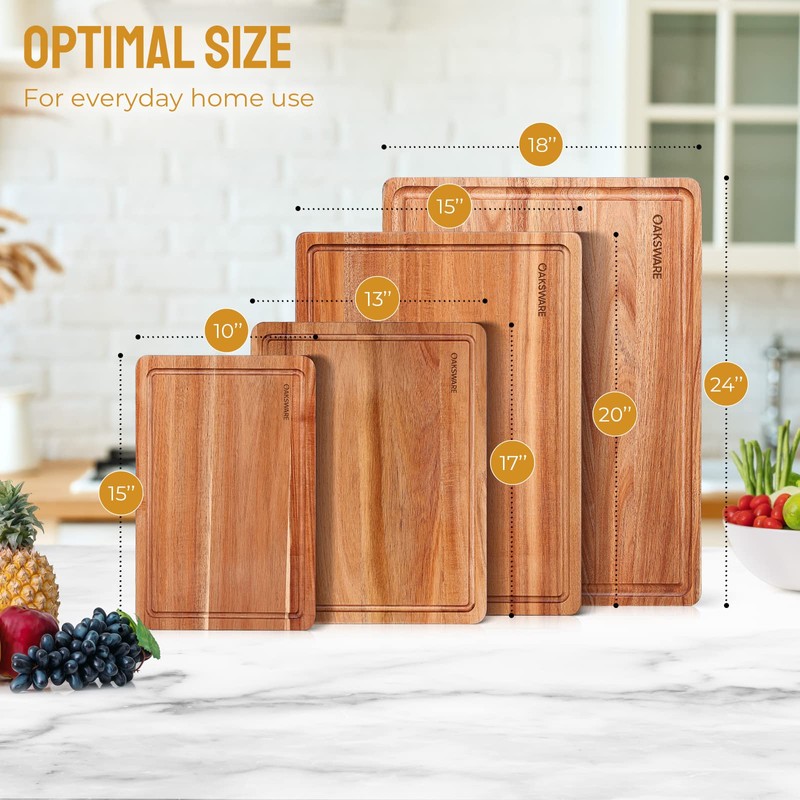 OAKSWARE Cutting Boards, 17x13 Large Acacia Wooden Cutting Board for