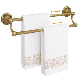 Adjustable Double Towel Bar, Antique Brass Wall Mount Towel Rack