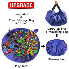 Toy Storage Mat Bag for Toy Mat Bag - Portable Toy Storage Container for Children Toys Organizer with Cap Like Travel Bag as Gift